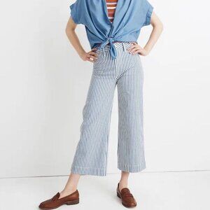 Madewell Emmett Wide-Leg Crop Pants Herringbone  in Railroad Stripe Size 28